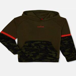 Boys Active Fleece Print Color Block Hoodie, Size 14